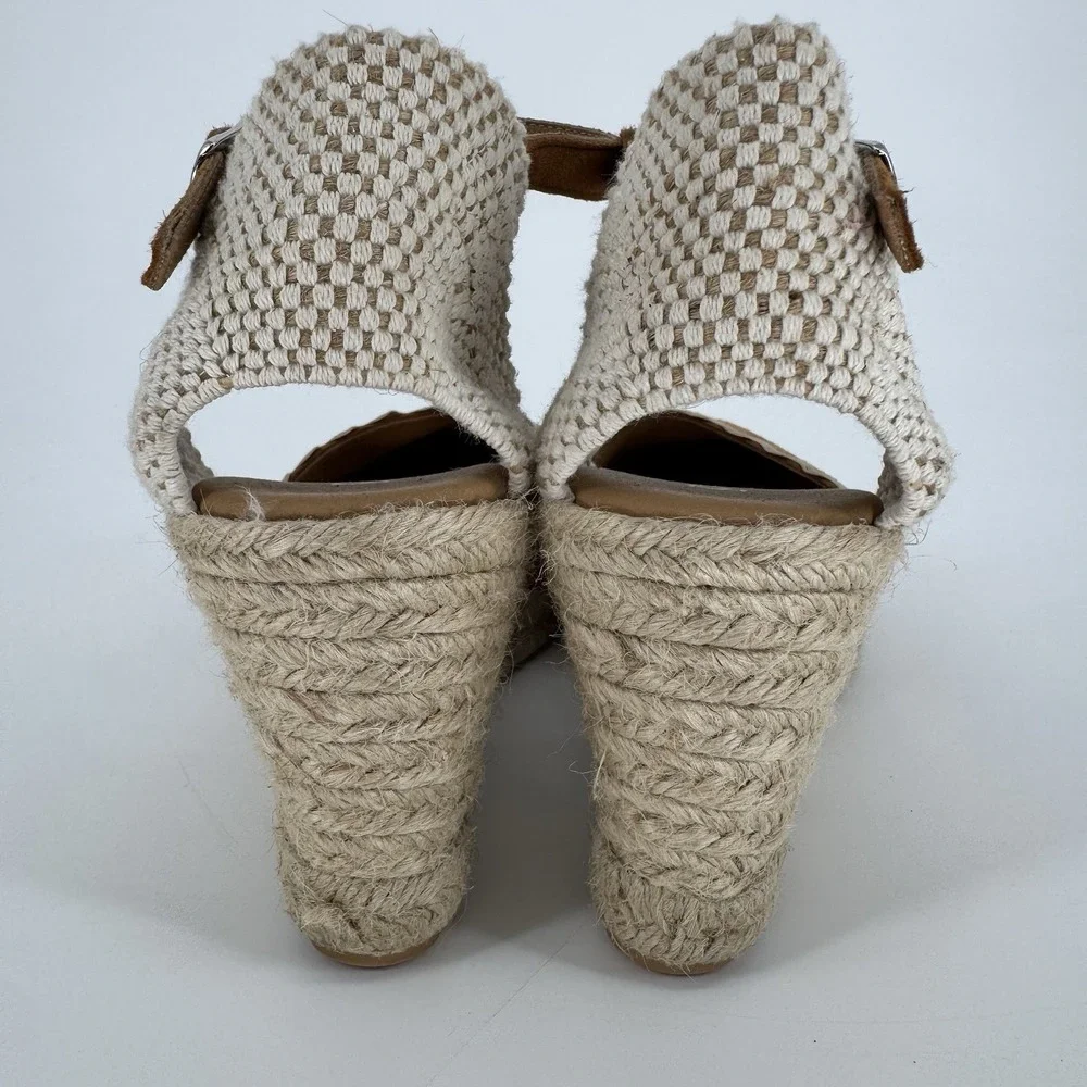 PASEART Spain Camel Suede Wedge Espadrilles Scalloped Boho EU‎ 39 US 8/8.5